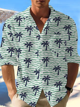 Chemise hawaïenne à manches longues Coconut Tree Waffle pour hommes